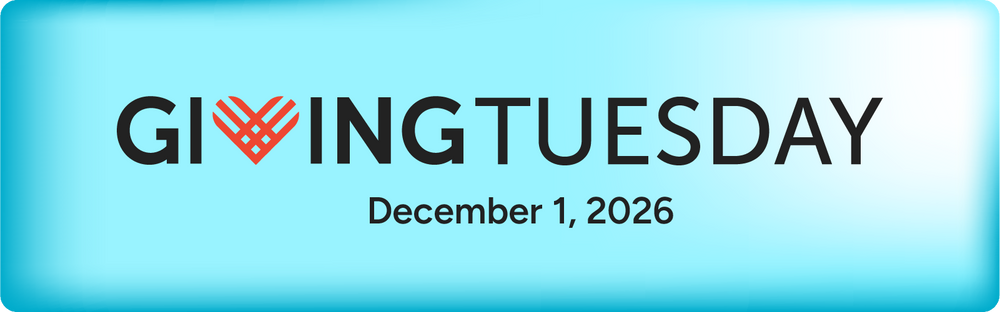 GivingTuesday banner with the GivingTuesday heart logo and December 1, 2026 in dark text with a red heart on a light aqua background