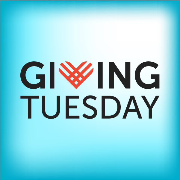 Square GivingTuesday graphic with the GivingTuesday heart logo in dark text with a red heart on a light aqua background