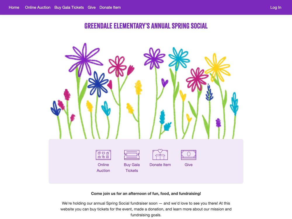 A branded fundraising event website built with SchoolAuction.net